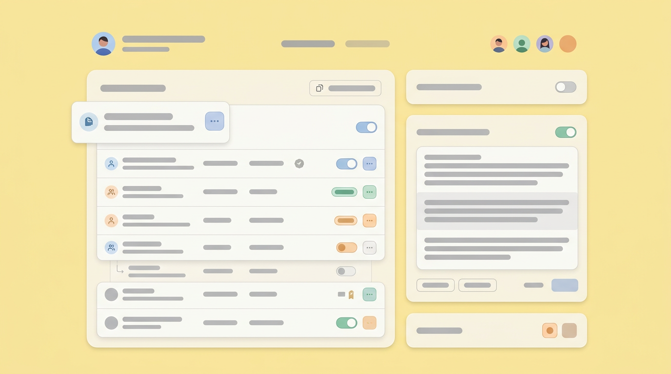 A labeled diagram showing a workflow funnel where raw text requirements transform into structured UI blocks