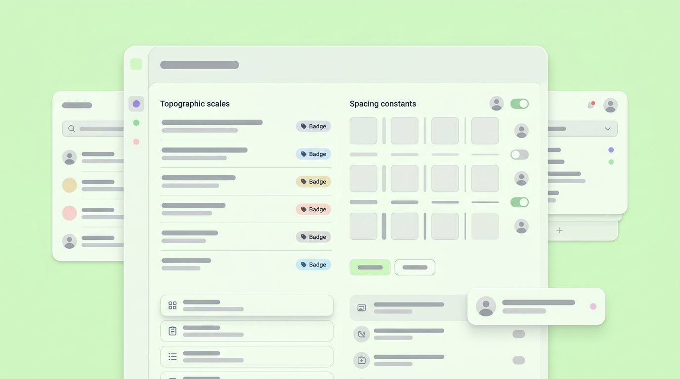 A centralized branding token library panel in a prototyping workspace.