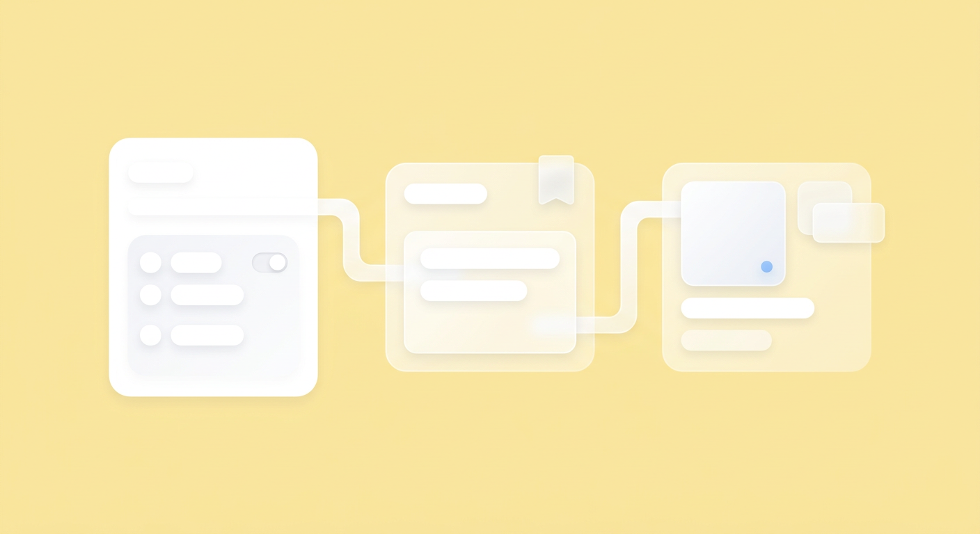 A conceptual geometric representation of structured documentation seamlessly integrating with interactive visual elements.