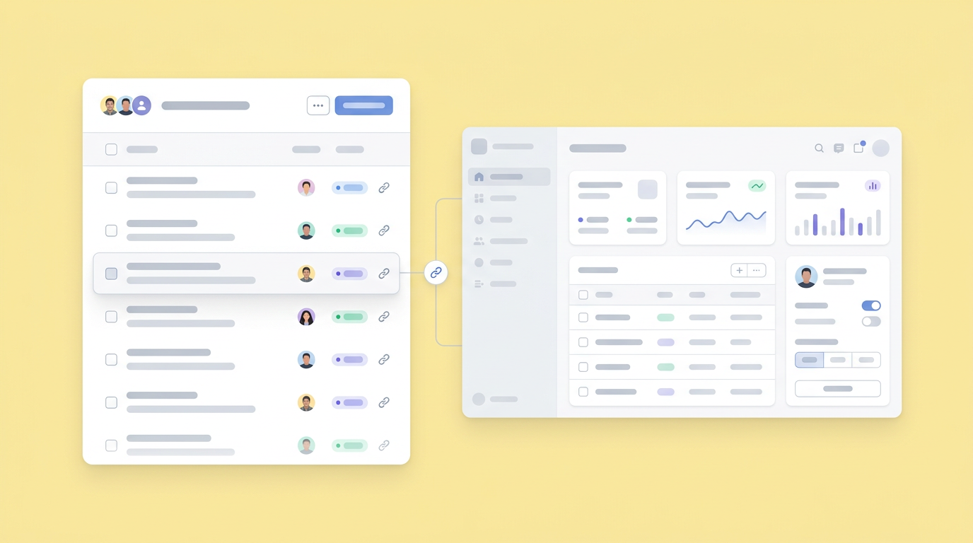 A documentation workspace featuring a checklist of structured product parameters next to an interactive prototype model.