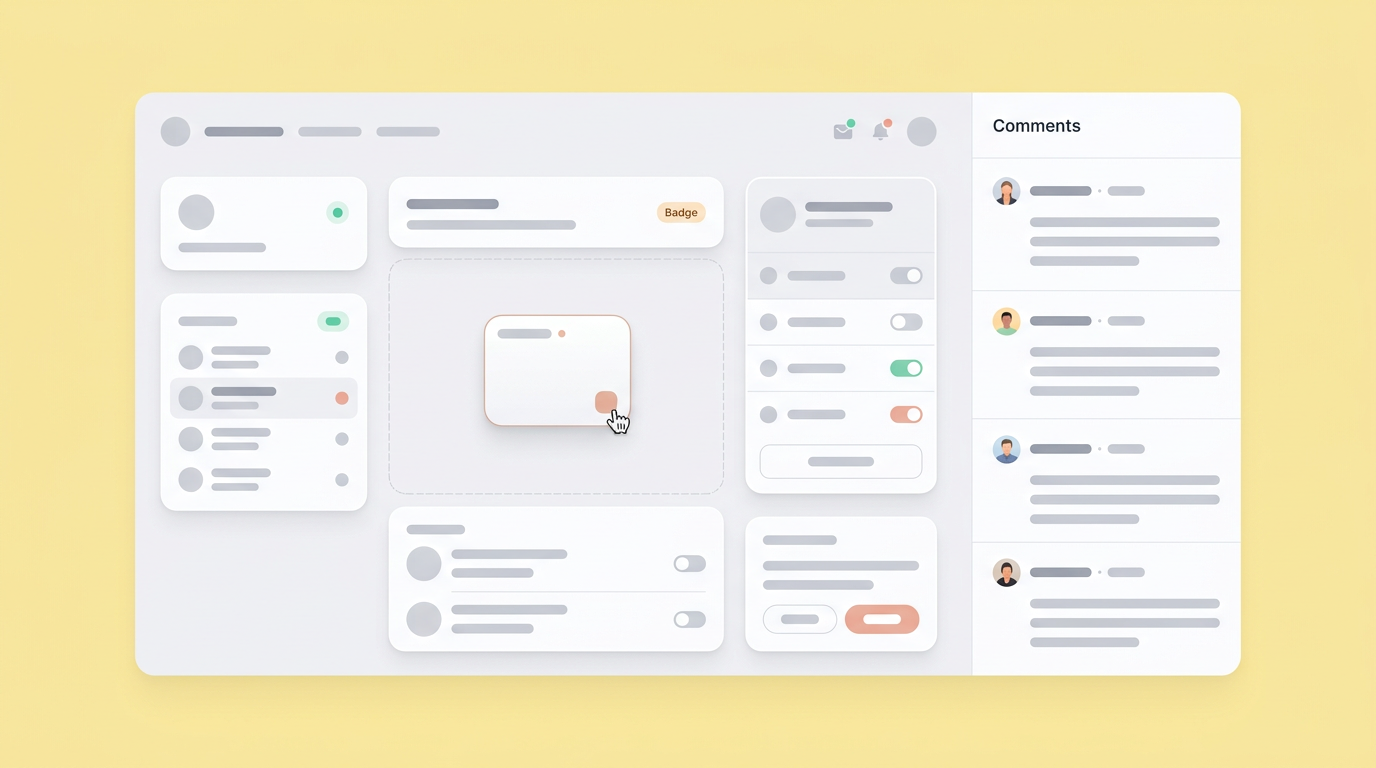 Real-time collaboration between a product manager and stakeholders reviewing an AI-generated product prototype on a laptop