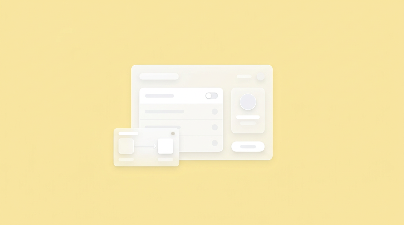 Abstract illustration representing the structuring and sharing of logic, depicting floating code elements stabilizing into a solid block.