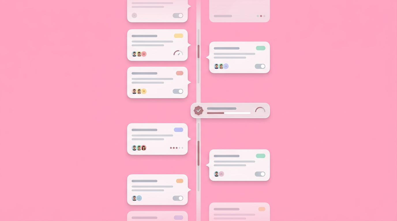 Soft UI mockup of a milestone tracking board displaying 25 percent completion status.