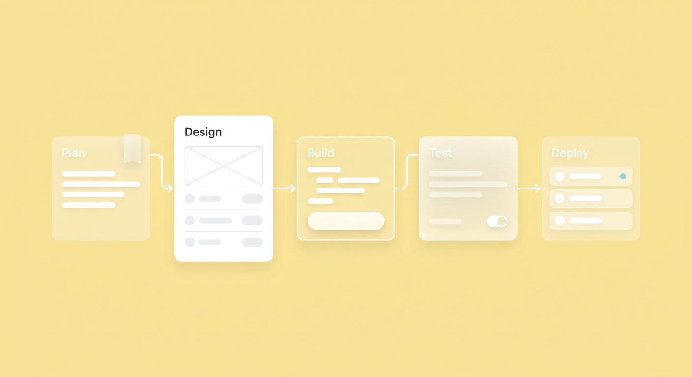 A minimalist geometric representation of scaling a product from a core idea to multiple interconnected forms