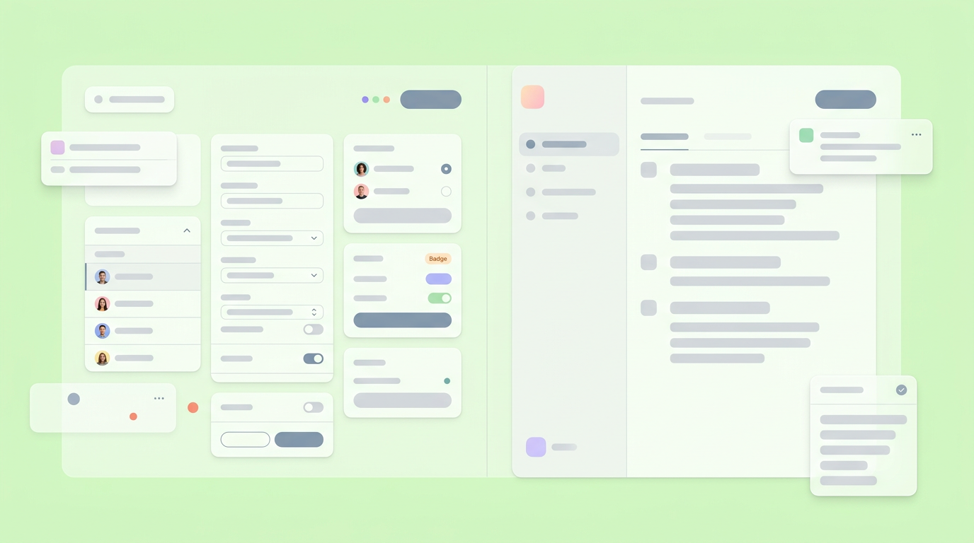 Soft UI mockup of a system specification document linking product requirements to an API testing environment