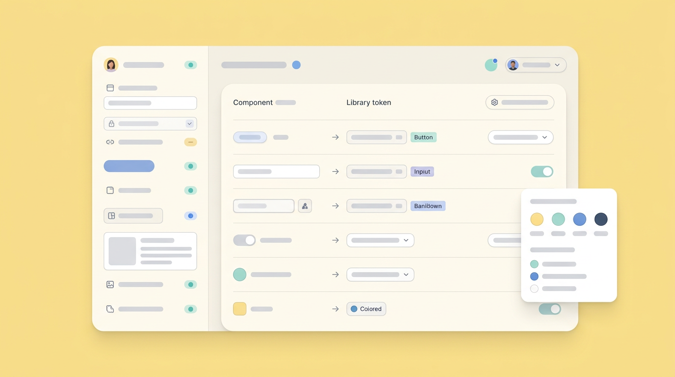 UI mockup showing a design system configuration panel for AI components