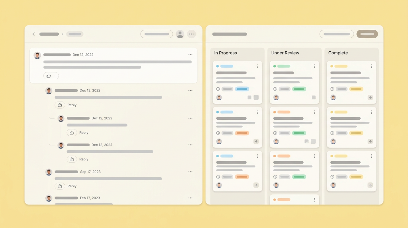 A user interface showing feedback tracking alongside visual product models.
