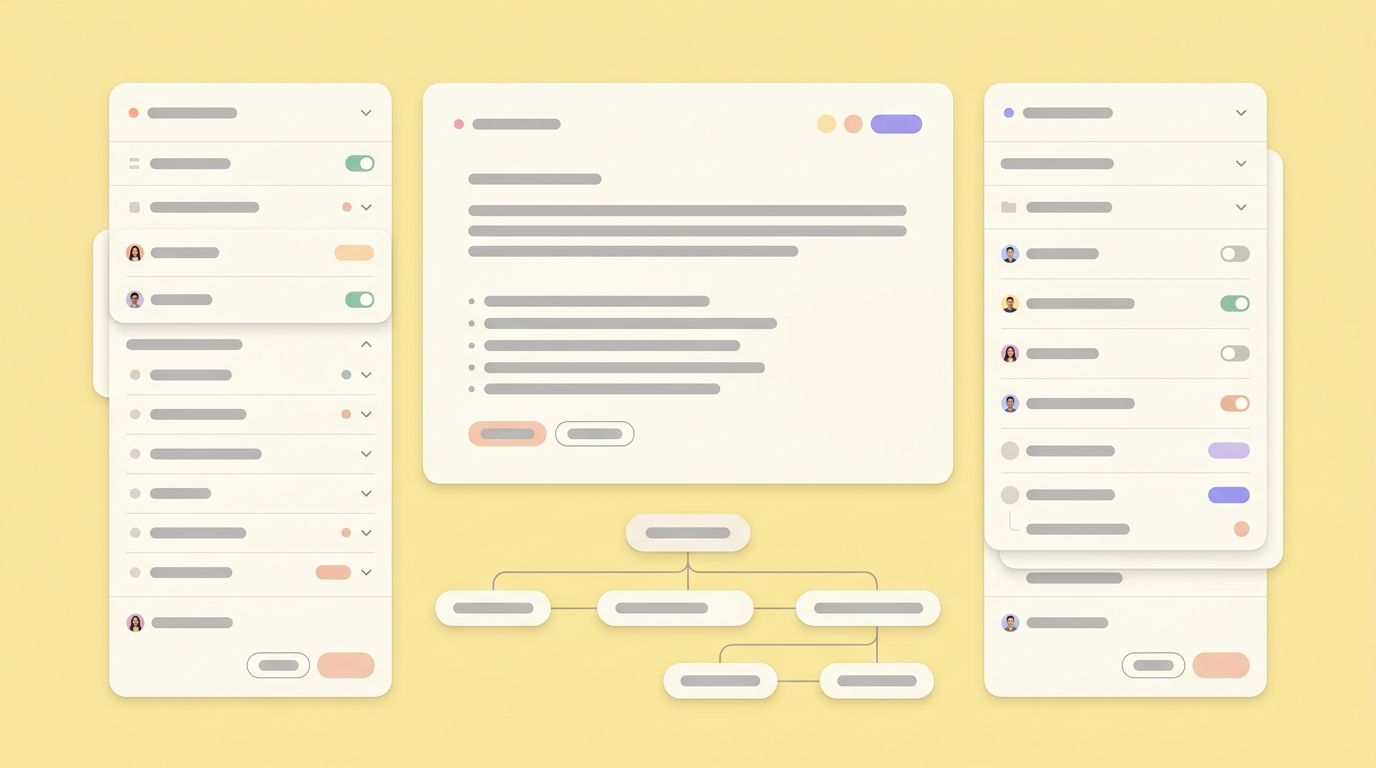 A mockup of a workspace consolidating strategic intent and functional requirements.