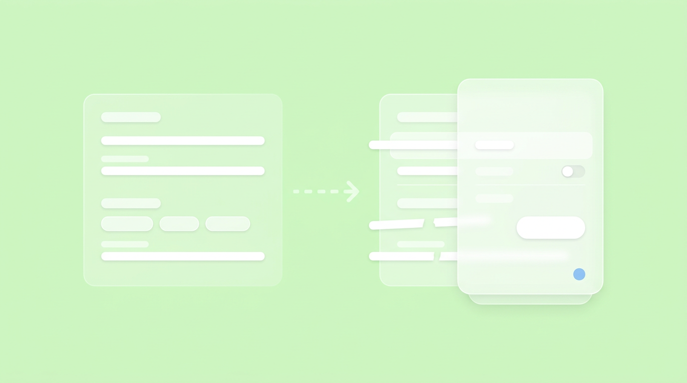 A conceptual representation of static requirements turning into interactive prototypes.