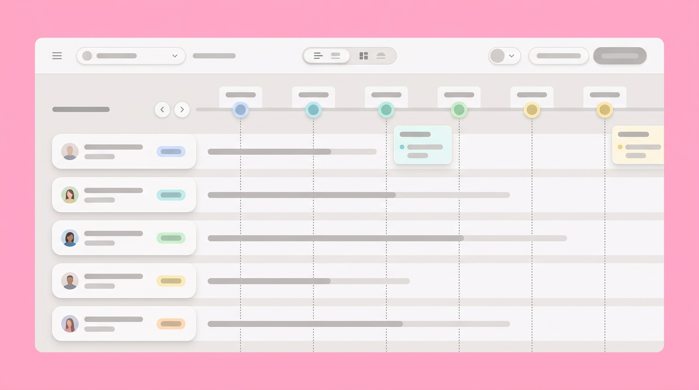 Soft UI mockup of a stakeholder communication calendar dashboard