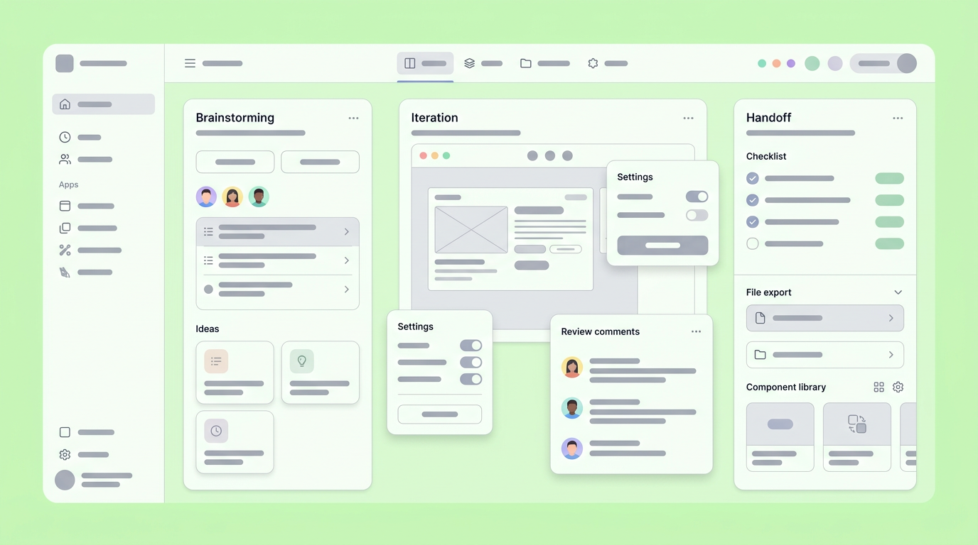 A labeled UX diagram showing a user journey map converting into three connected wireframe screens with cursor annotations