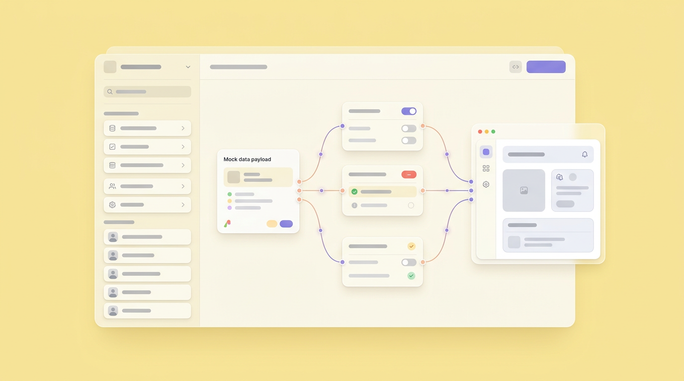 A complex data flow configuration screen showing visual variable binding.